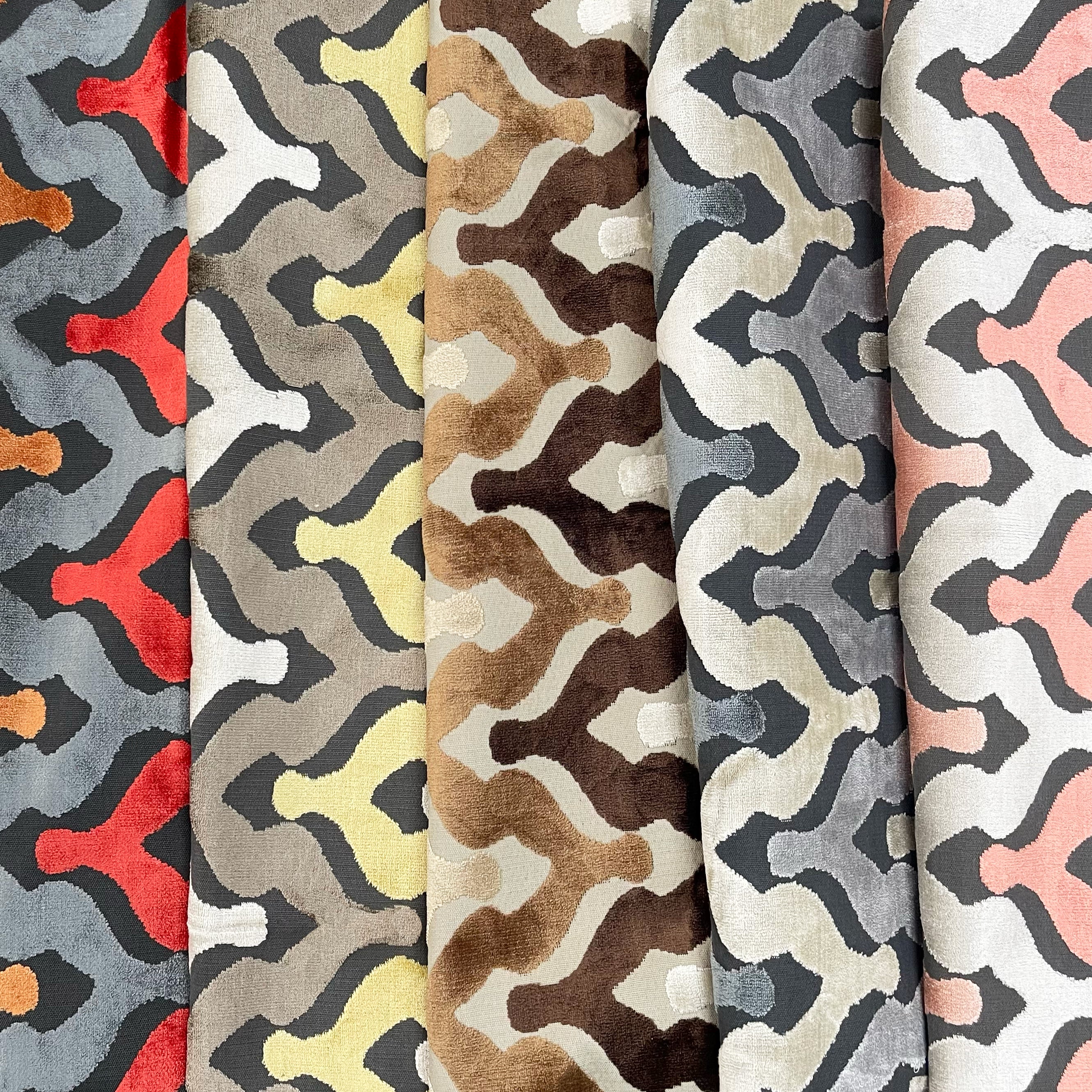 Leicester - Bold Chevron Cut Velvet Upholstery Fabric by the Yard