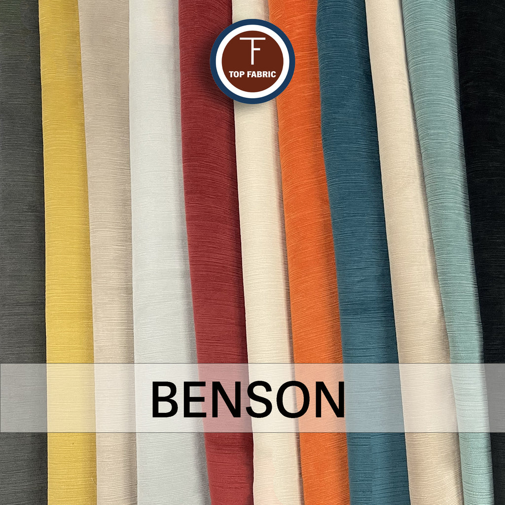 BENSON - TEXTURED MICROFIBER PLAIN VELVET UPHOLSTERY FABRIC BY THE YARD