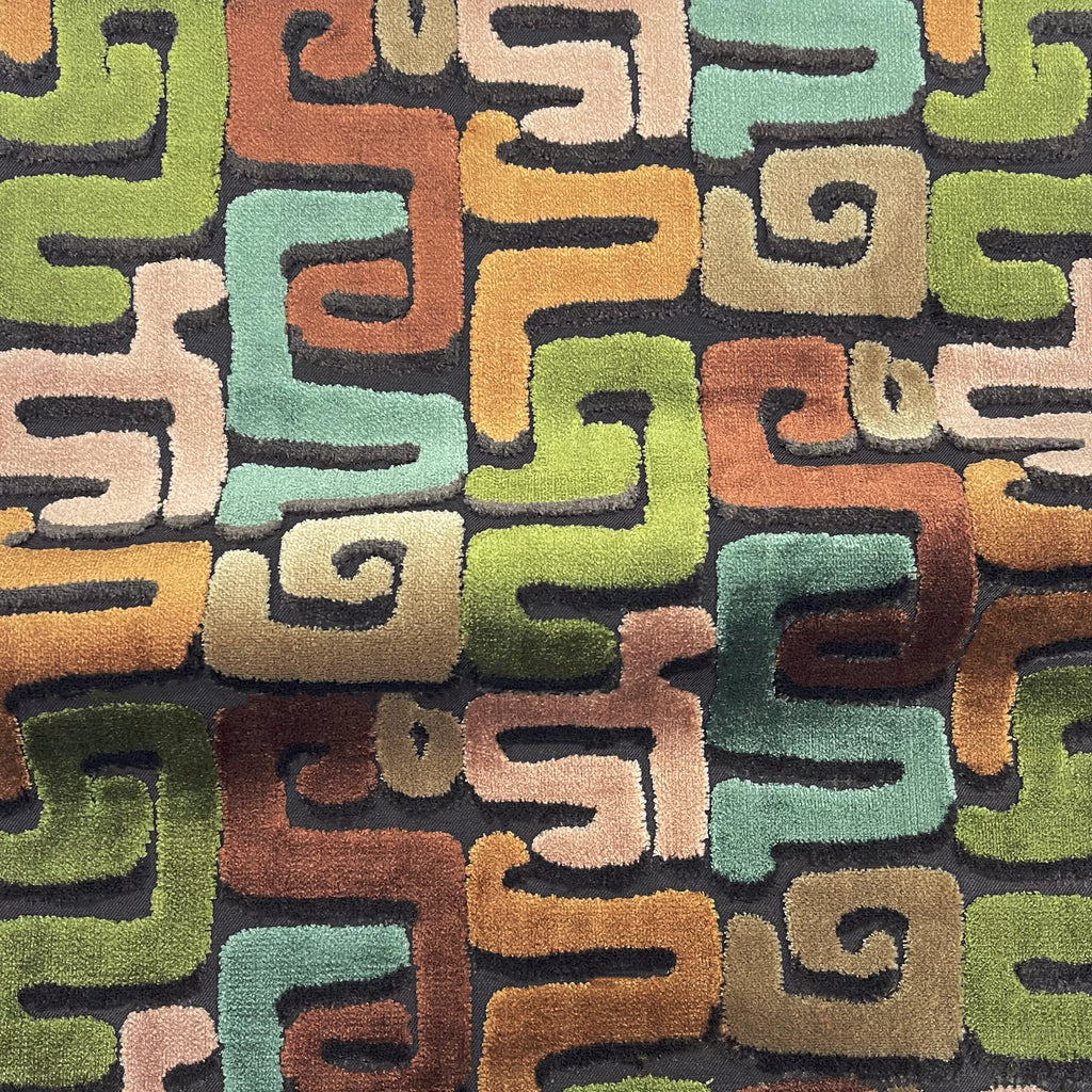 NEW - DEKA- GEOMETRIC CUT VELVET UPHOLSTERY FABRIC BY THE YARD