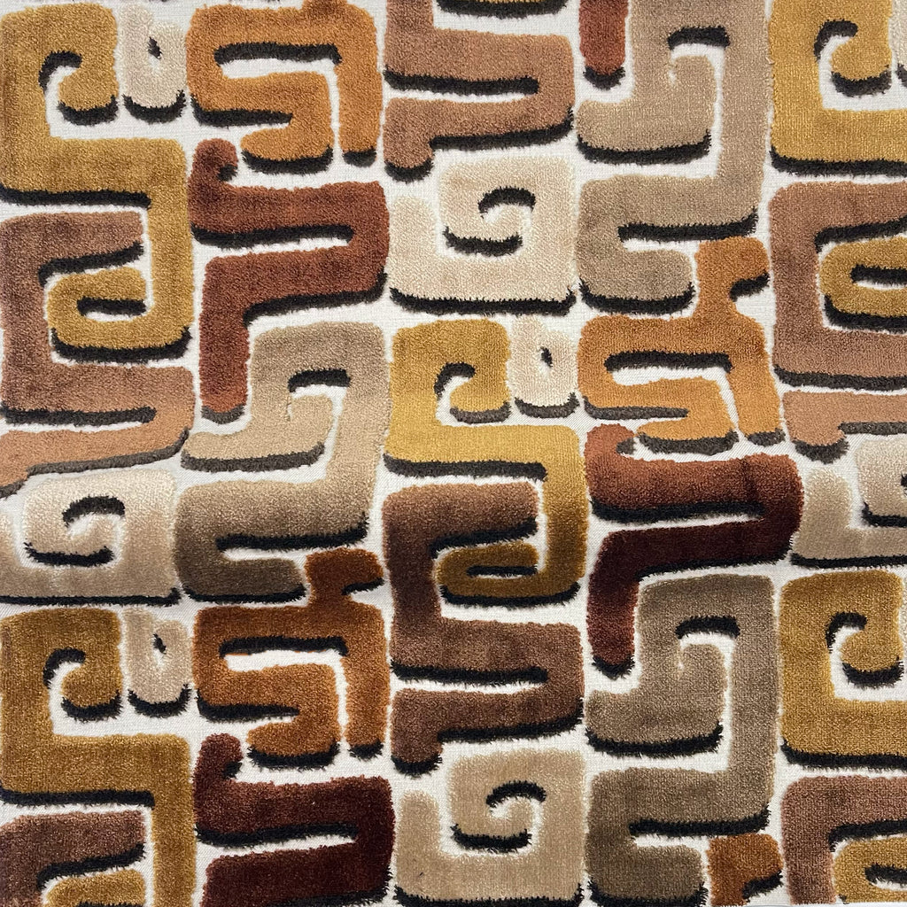 NEW - DEKA- GEOMETRIC CUT VELVET UPHOLSTERY FABRIC BY THE YARD