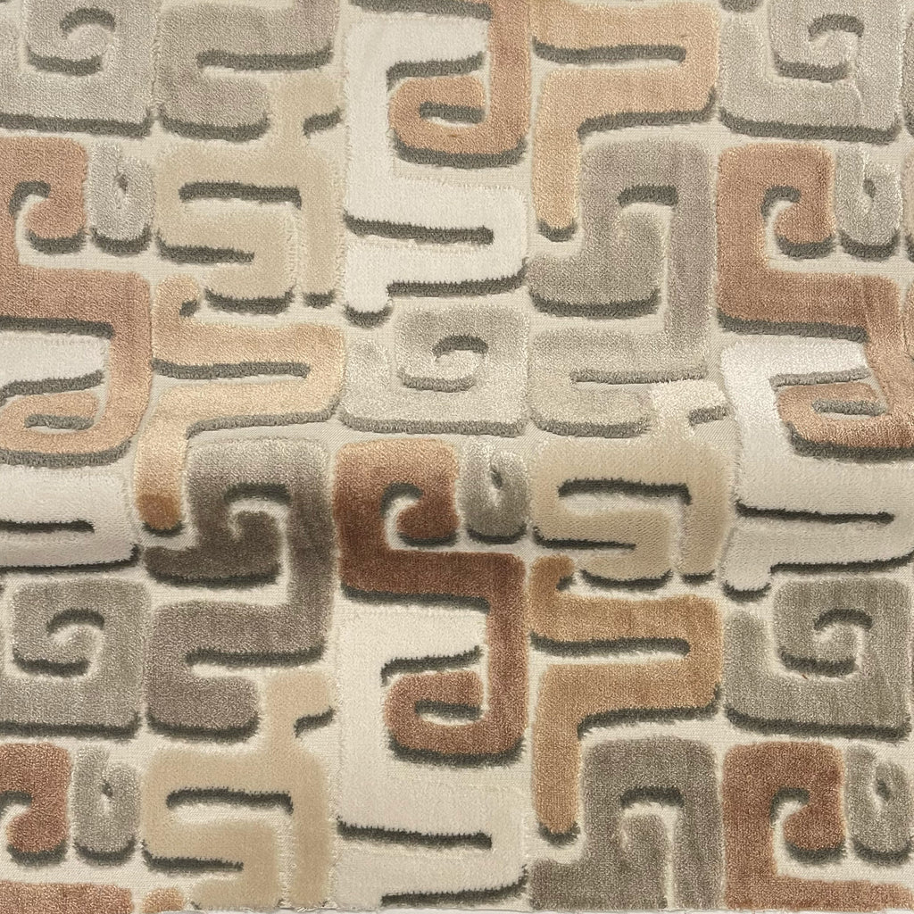 NEW - DEKA- GEOMETRIC CUT VELVET UPHOLSTERY FABRIC BY THE YARD
