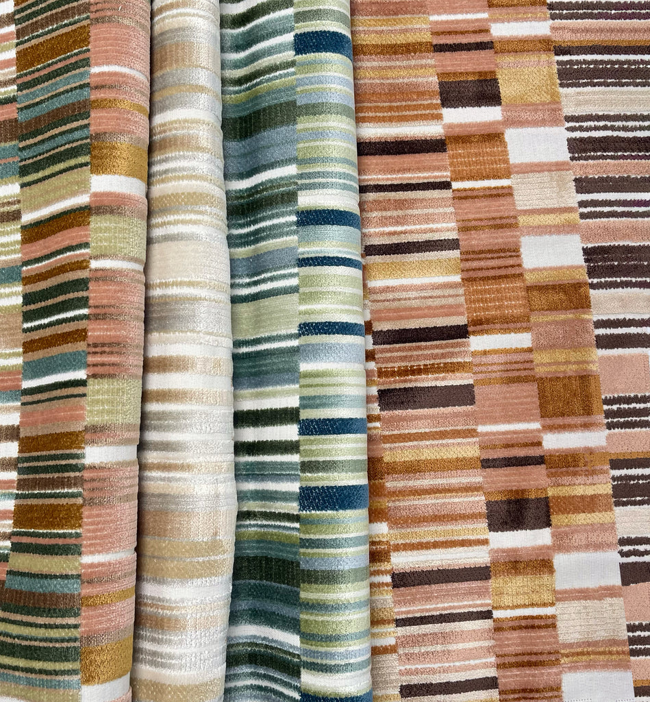 MADEIRA - GEOMETRIC CUT VELVET UPHOLSTERY FABRIC BY THE YARD