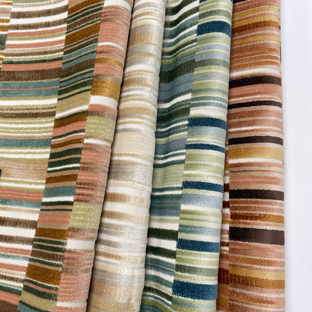 MADEIRA - GEOMETRIC CUT VELVET UPHOLSTERY FABRIC BY THE YARD