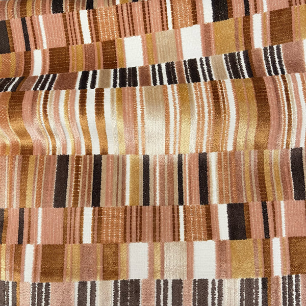 MADEIRA - GEOMETRIC CUT VELVET UPHOLSTERY FABRIC BY THE YARD