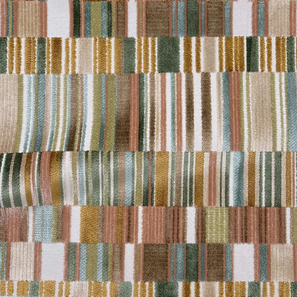 MADEIRA - GEOMETRIC CUT VELVET UPHOLSTERY FABRIC BY THE YARD