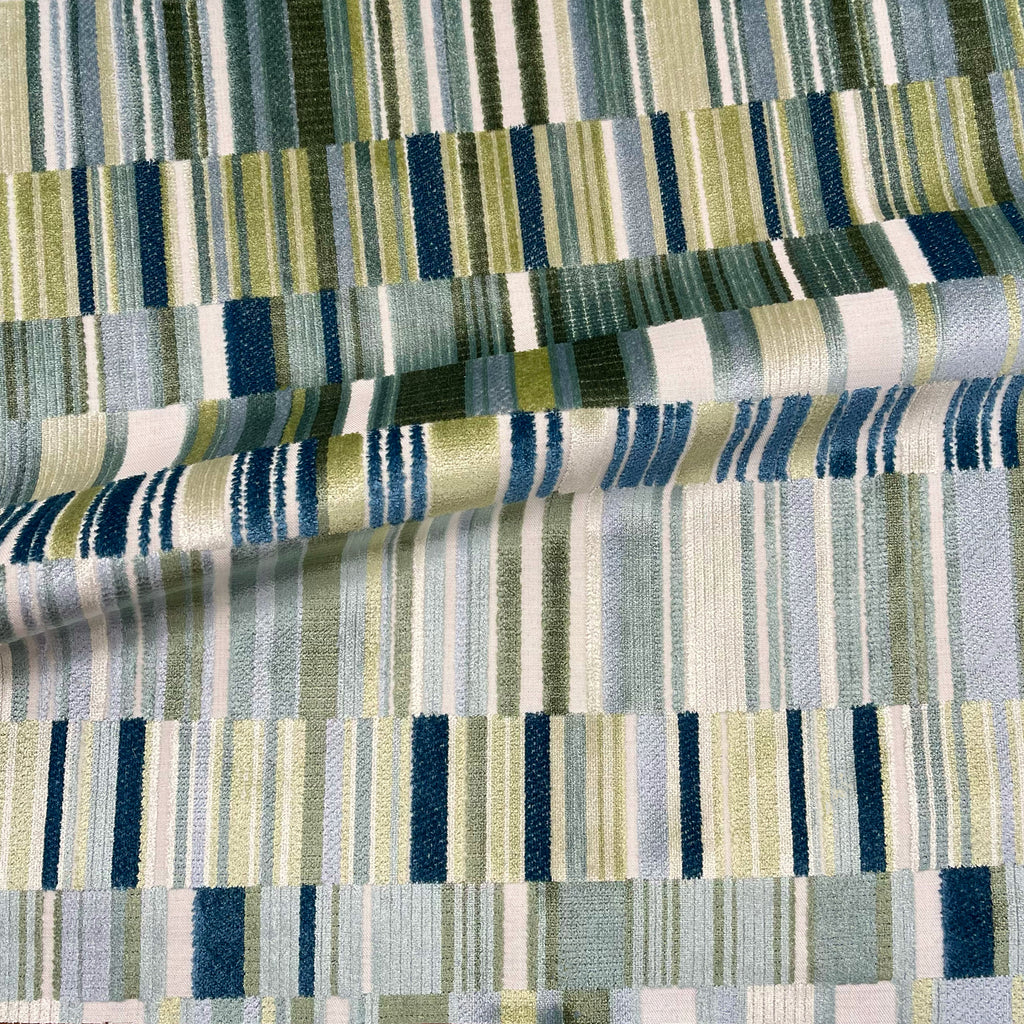 MADEIRA - GEOMETRIC CUT VELVET UPHOLSTERY FABRIC BY THE YARD