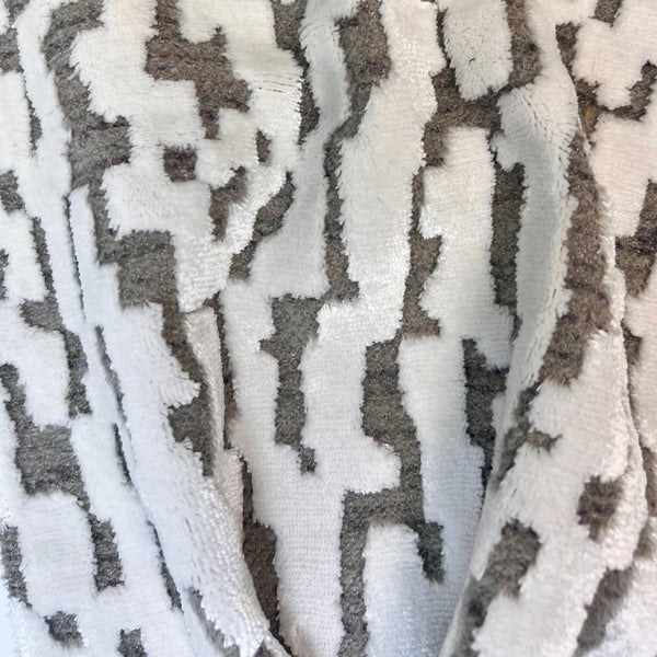 VALERO - KUBA PATTERN CUT VELVET UPHOLSTERY FABRIC BY THE YARD