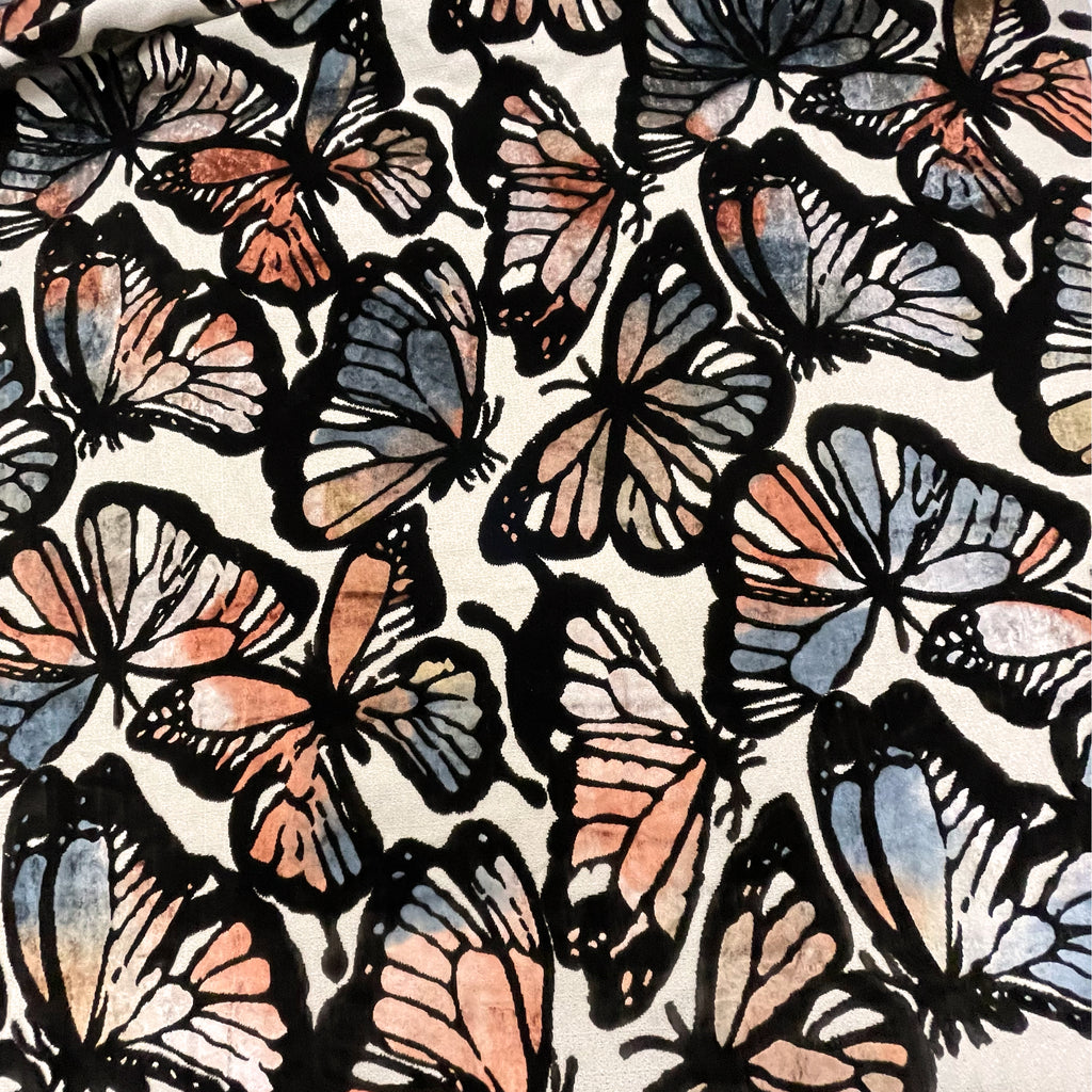 NEW - FLUTTER - BUTTERFLY PATTERN CUT VELVET UPHOLSTERY FABRIC BY THE YARD