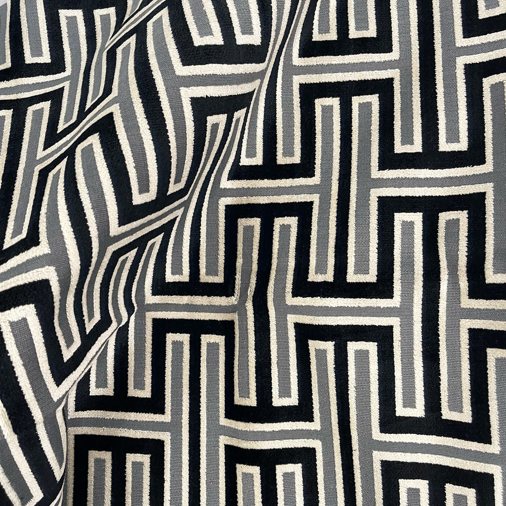 CARLYLE - MURIEL, GEOMETRIC PATTERN CUT VELVET UPHOLSTERY FABRIC