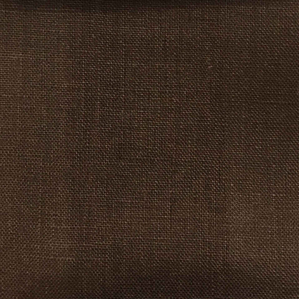 Brighton - 100% Linen Fabric Window Curtain & Drapery Fabric by the Yard - Available in 48 Colors - Chocolate - Top Fabric - 25