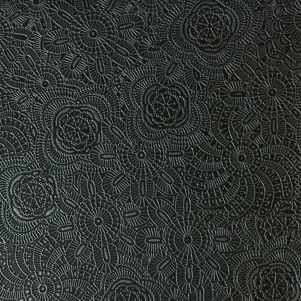 Camden - Embossed Vinyl Fabric Designer Pattern Upholstery Fabric by the Yard - Available in 10 Colors - Caviar - Top Fabric - 1