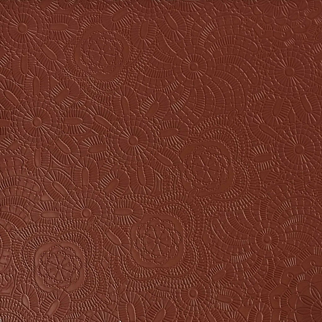 Camden - Embossed Vinyl Fabric Designer Pattern Upholstery Fabric by the Yard - Available in 10 Colors - Henna - Top Fabric - 3