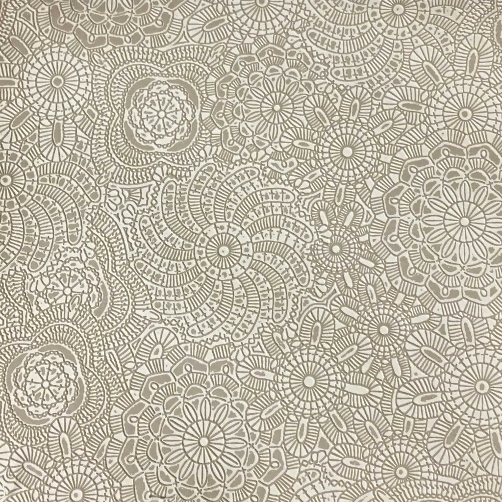 Camden - Embossed Vinyl Fabric Designer Pattern Upholstery Fabric by the Yard - Available in 10 Colors - Linen - Top Fabric - 5