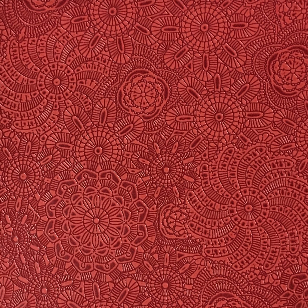 Camden - Embossed Vinyl Fabric Designer Pattern Upholstery Fabric by the Yard - Available in 10 Colors - Poppy - Top Fabric - 2