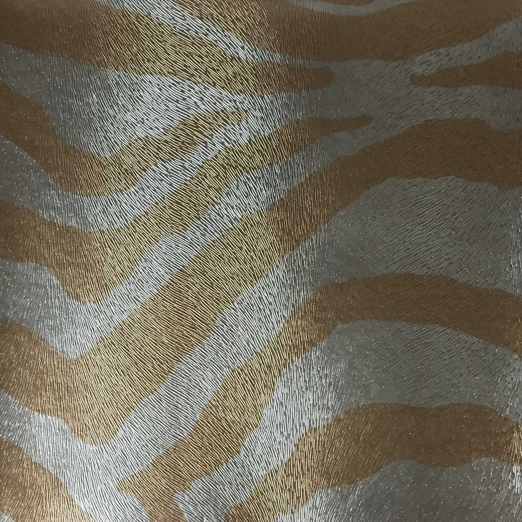 Chester - Zebra Print Vinyl Faux Leather Upholstery Fabric by the Yard - Available in 6 Colors - Gold - Top Fabric - 5