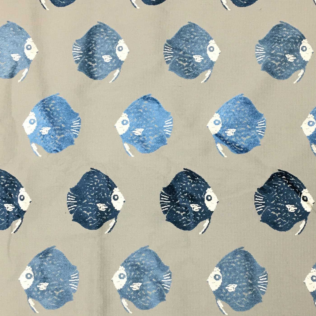 Dori - Fish Pattern Cut Velvet Upholstery Fabric by the Yard - Available in 8 Colors - Indigo - Top Fabric - 7