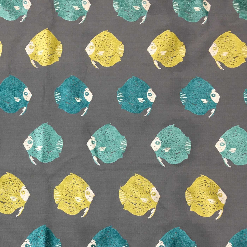 Dori - Fish Pattern Cut Velvet Upholstery Fabric by the Yard - Available in 8 Colors - Laguna - Top Fabric - 4