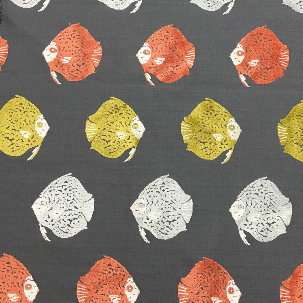 Dori - Fish Pattern Cut Velvet Upholstery Fabric by the Yard - Available in 8 Colors - Sorbet - Top Fabric - 5