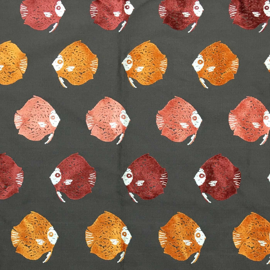 Dori - Fish Pattern Cut Velvet Upholstery Fabric by the Yard - Available in 8 Colors - Sunset - Top Fabric - 6