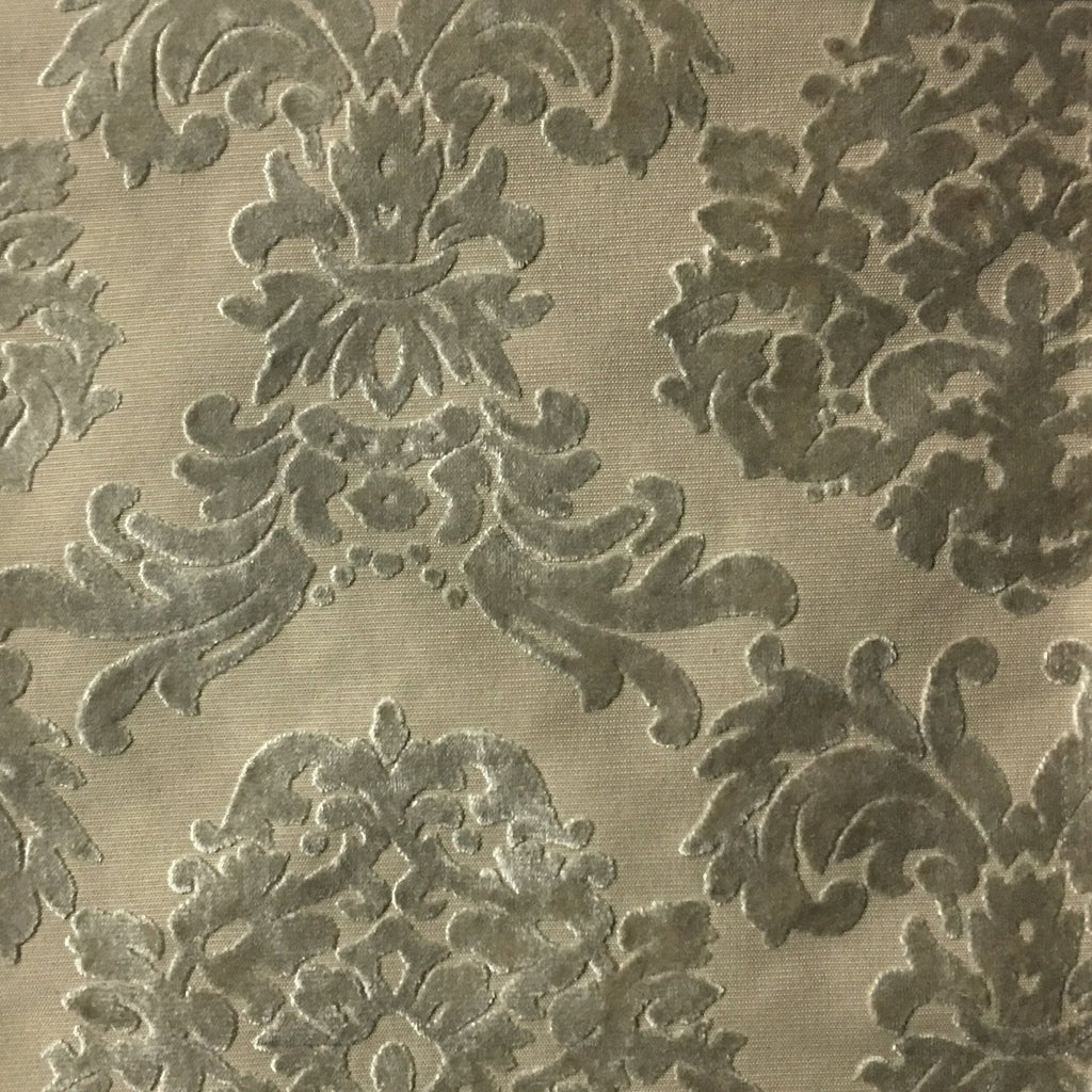 Florence Palace - Damask Pattern Burnout Velvet Upholstery Fabric by the Yard - Available in 9 Colors - Oyster - Top Fabric - 3