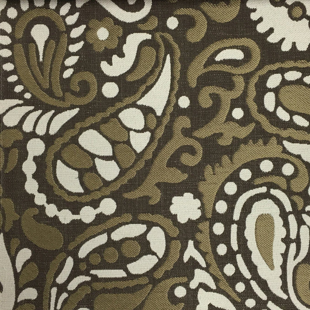 Harley - Modern Paisley Linen Jacquard Fabric by the Yard - Available in 8 Colors - Bark - Top Fabric - 4
