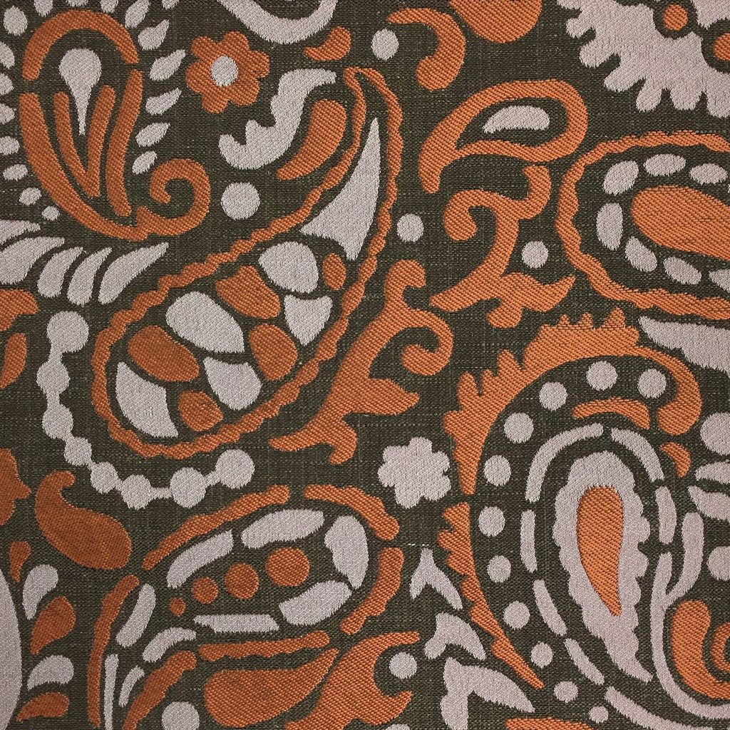Harley - Modern Paisley Linen Jacquard Fabric by the Yard - Available in 8 Colors - Sunset - Top Fabric - 2