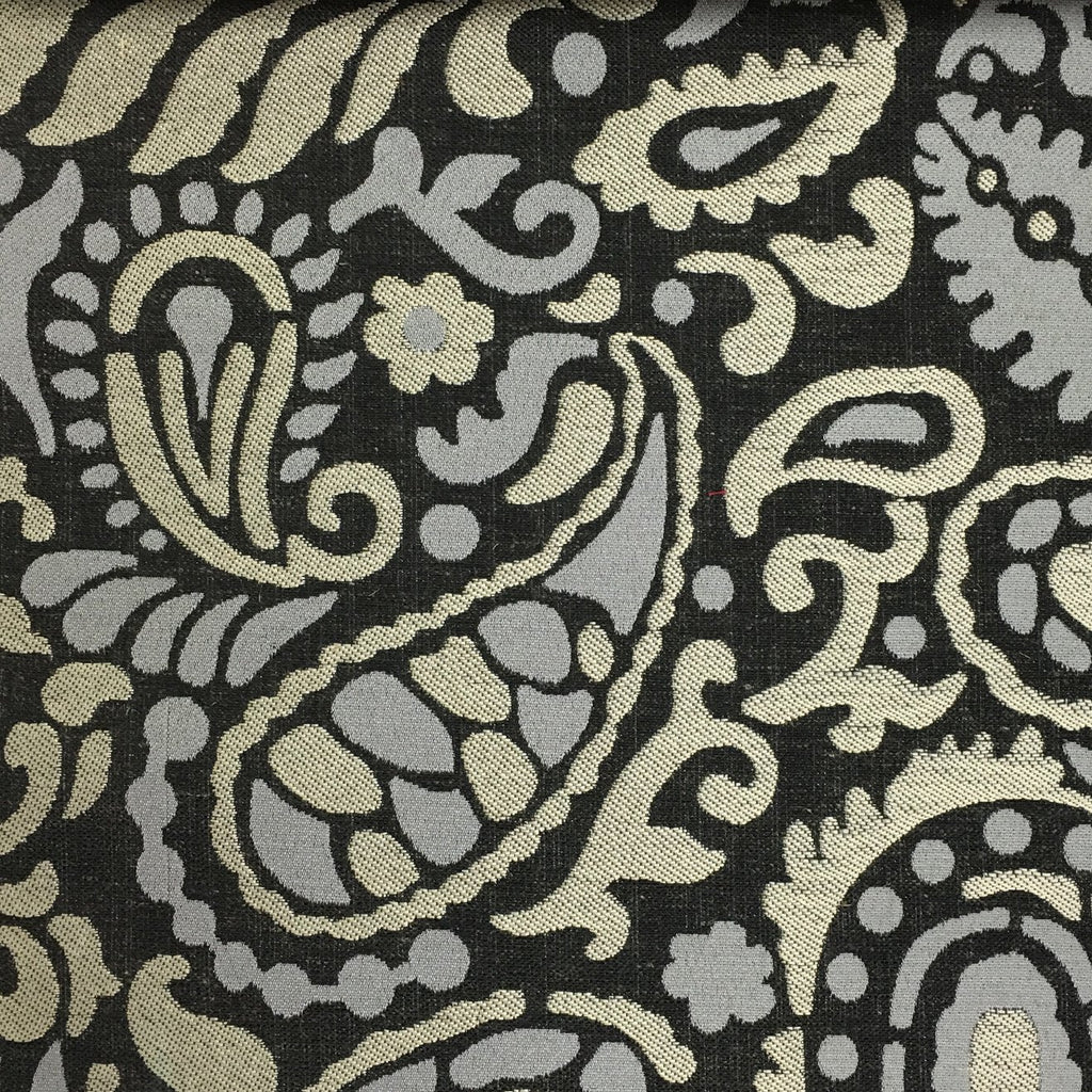 Harley - Modern Paisley Linen Jacquard Fabric by the Yard - Available in 8 Colors - Zinc - Top Fabric - 8