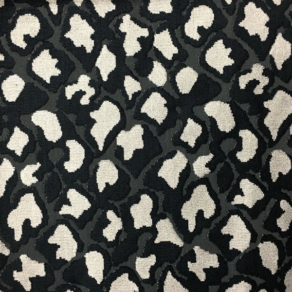 Hendrix - Leopard Print Cut Velvet Fabric Upholstery Fabric by the Yard - Available in 15 Colors - Domino - Top Fabric - 1