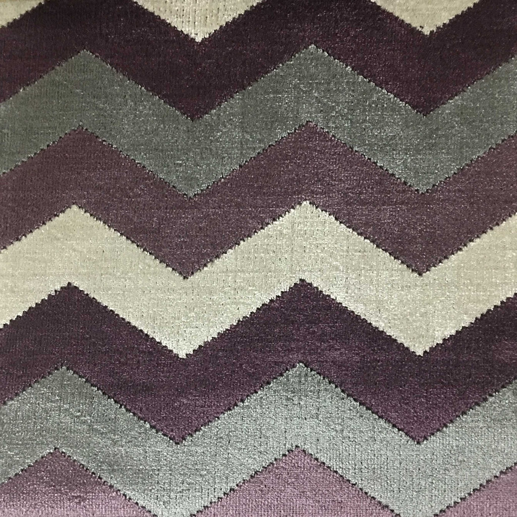 Longwood - Bold Chevron Pattern Cut Velvet Upholster Fabric by the Yard - Available in 10 Colors - Fig - Top Fabric - 5