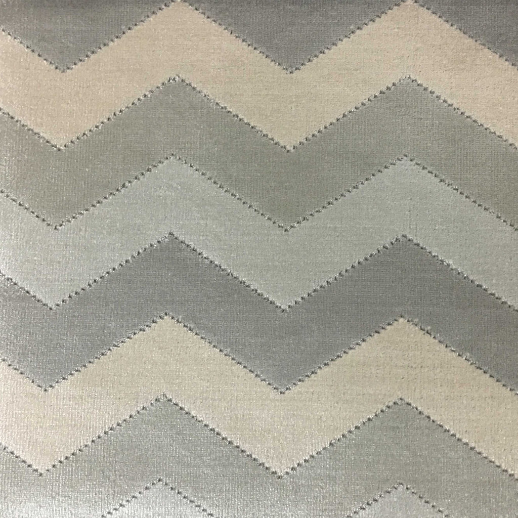 Longwood - Bold Chevron Pattern Cut Velvet Upholster Fabric by the Yard - Available in 10 Colors - Glacier - Top Fabric - 3