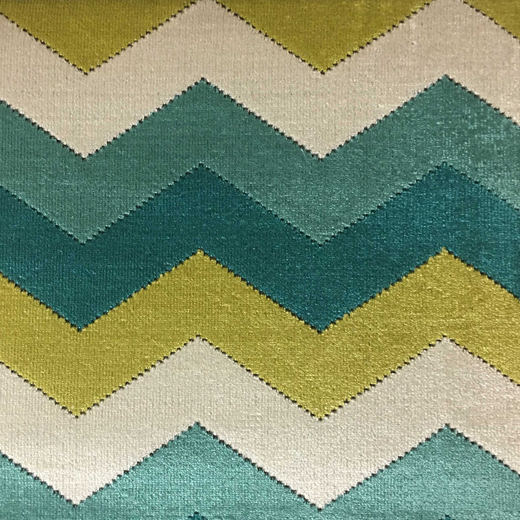 Longwood - Bold Chevron Pattern Cut Velvet Upholster Fabric by the Yard - Available in 10 Colors - Laguna - Top Fabric - 7