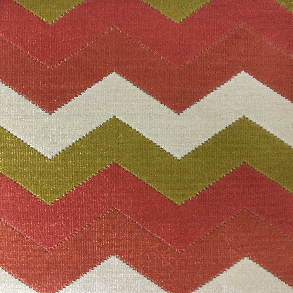 Longwood - Bold Chevron Pattern Cut Velvet Upholster Fabric by the Yard - Available in 10 Colors - Sorbet - Top Fabric - 4