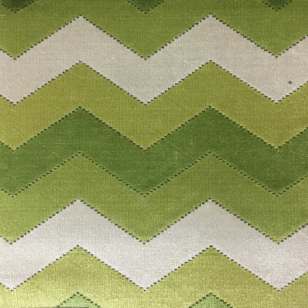 Longwood - Bold Chevron Pattern Cut Velvet Upholster Fabric by the Yard - Available in 10 Colors - Wheatgrass - Top Fabric - 9