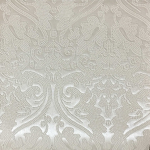 Lyon - Embossed Damask Pattern Vinyl Upholstery Fabric by the Yard - Available in 8 Colors - Silver - Top Fabric - 1