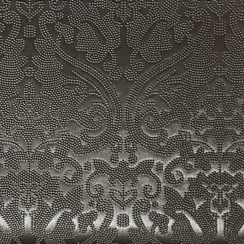 Lyon - Embossed Damask Pattern Vinyl Upholstery Fabric by the Yard - Available in 8 Colors - Pewter - Top Fabric - 4
