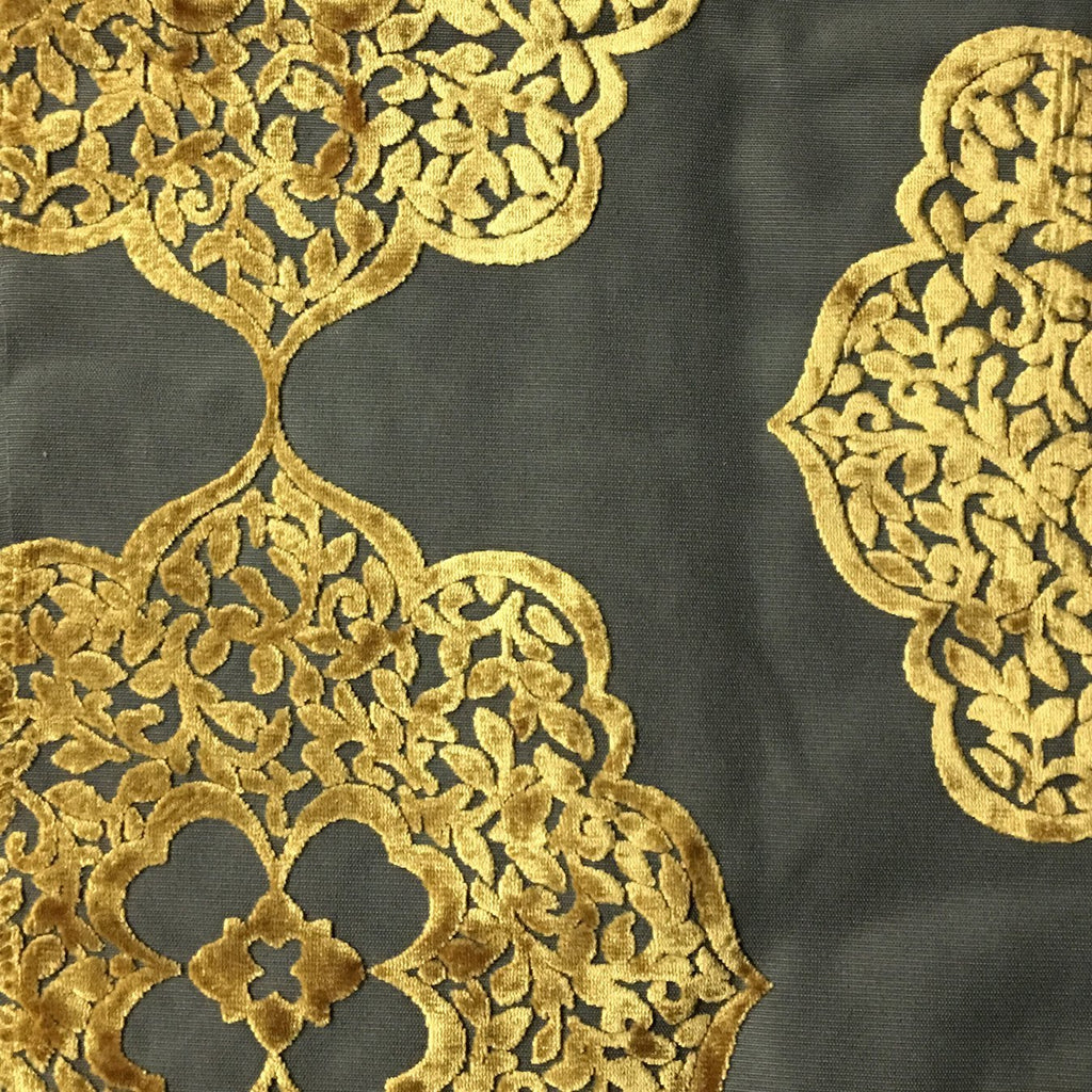 Mayfair - Burnout Velvet Fabric Drapery & Upholstery Fabric by the Yard - Available in 12 Colors - Golden - Top Fabric - 3