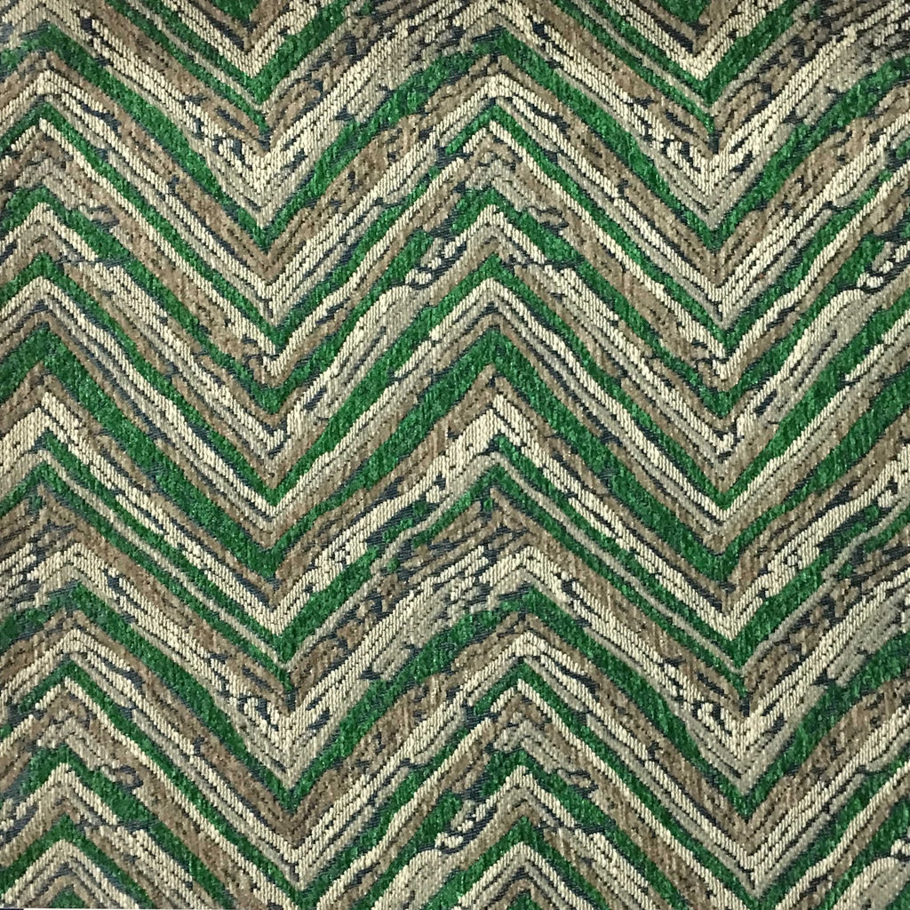 Norwich - Chevron Pattern Heavy Chenille Upholstery Fabric by the Yard - Available in 8 Colors - Emerald - Top Fabric - 5