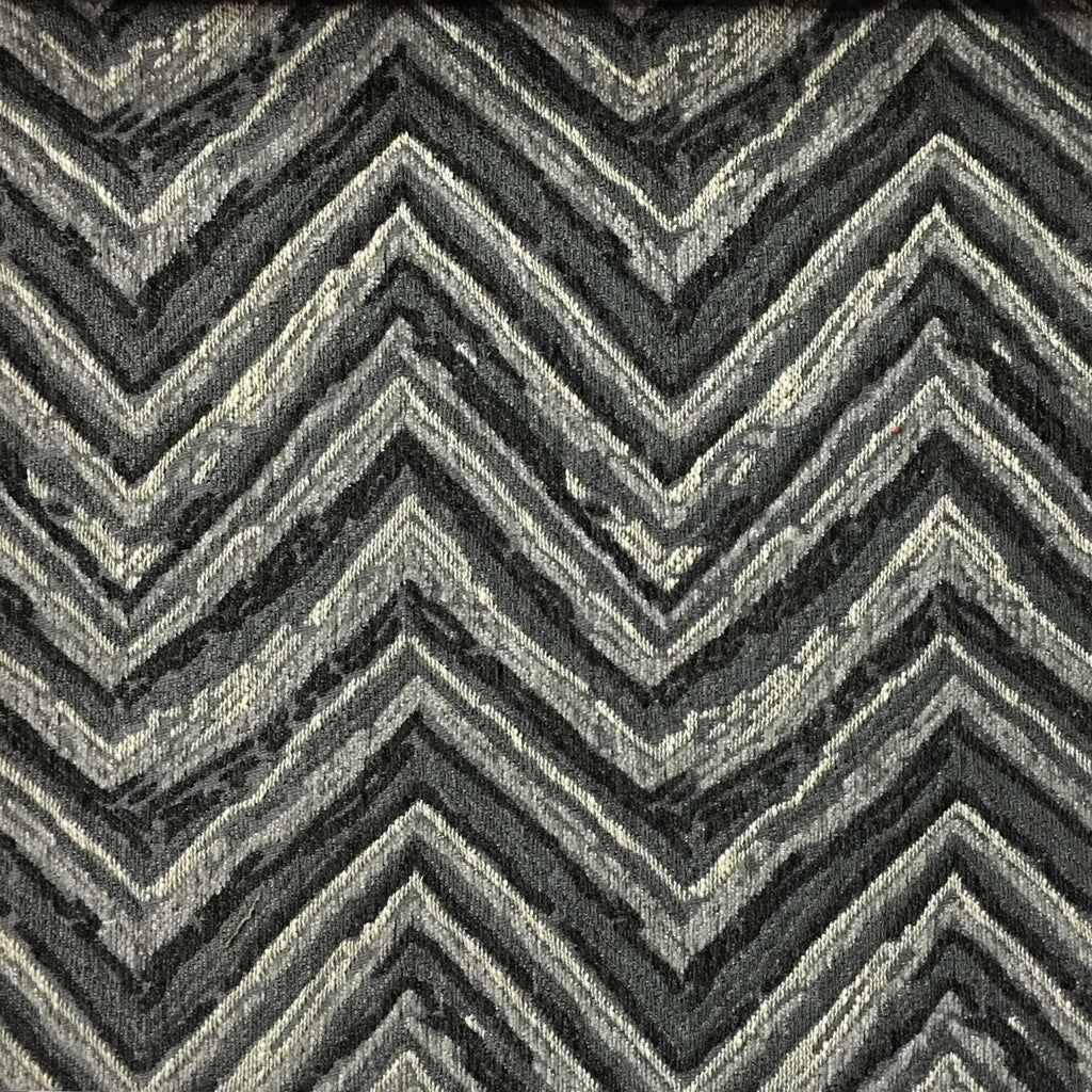 Norwich - Chevron Pattern Heavy Chenille Upholstery Fabric by the Yard - Available in 8 Colors - Zinc - Top Fabric - 1