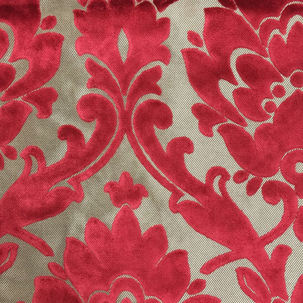 Radcliffe - Damask Pattern Lurex Burnout Velvet Upholstery Fabric by the Yard - Available in 23 Colors - Henna - Top Fabric - 5