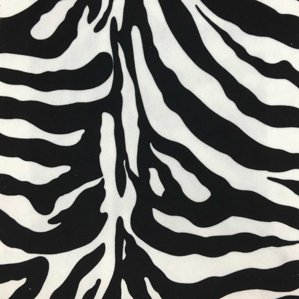 Safari - Zebra - Short Pile Velvet Fabric Drapery, Pillow, & Upholstery Fabric by the Yard - Available in 2 Colors - Black / With Backing - Top Fabric - 1