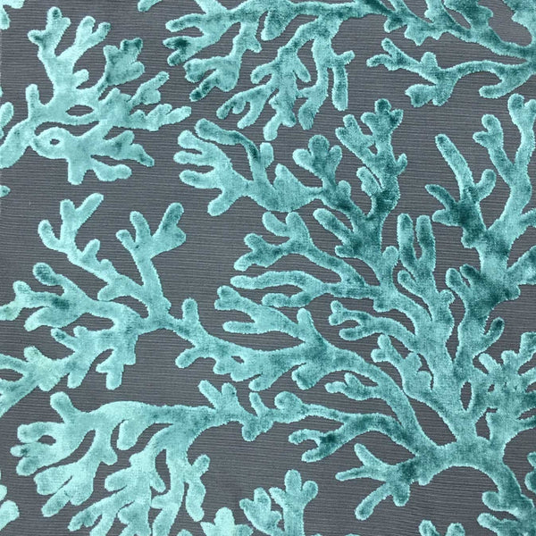 Scuba - Coral Pattern Burnout Velvet Upholstery Fabric by the Yard - Available in 12 Colors - Laguna - Top Fabric - 2