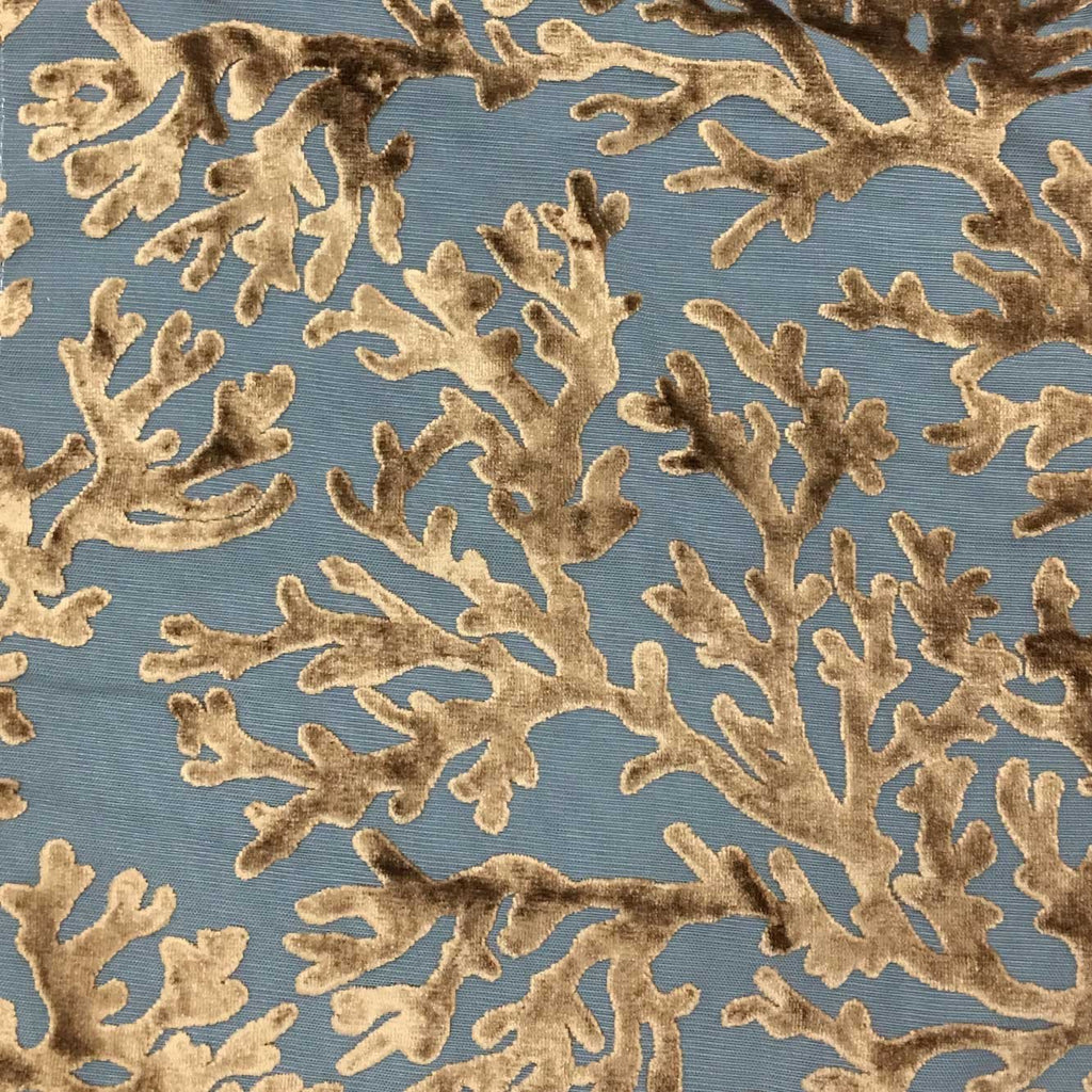 Scuba - Coral Pattern Burnout Velvet Upholstery Fabric by the Yard - Available in 12 Colors - Mink - Top Fabric - 12