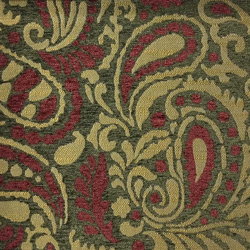 Sydney - Modern Paisley Textured Chenille Upholstery Fabric by the Yard - Available in 8 Colors - Henna - Top Fabric - 8