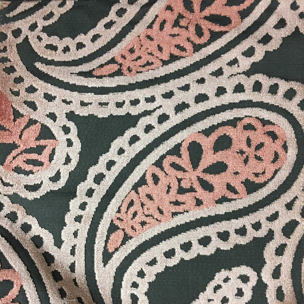 Victoria - Bold Paisley Cut Velvet Upholstery Fabric by the Yard - Available in 10 Colors - Blush - Top Fabric - 6