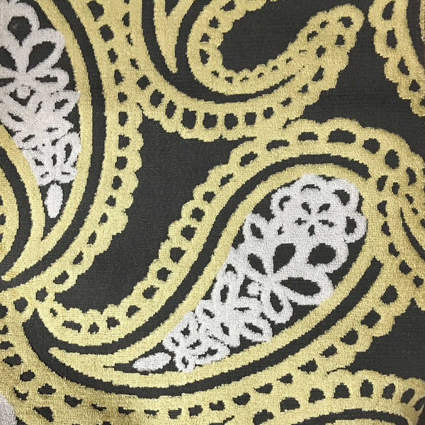 Victoria - Bold Paisley Cut Velvet Upholstery Fabric by the Yard - Available in 10 Colors - Zinc - Top Fabric - 1