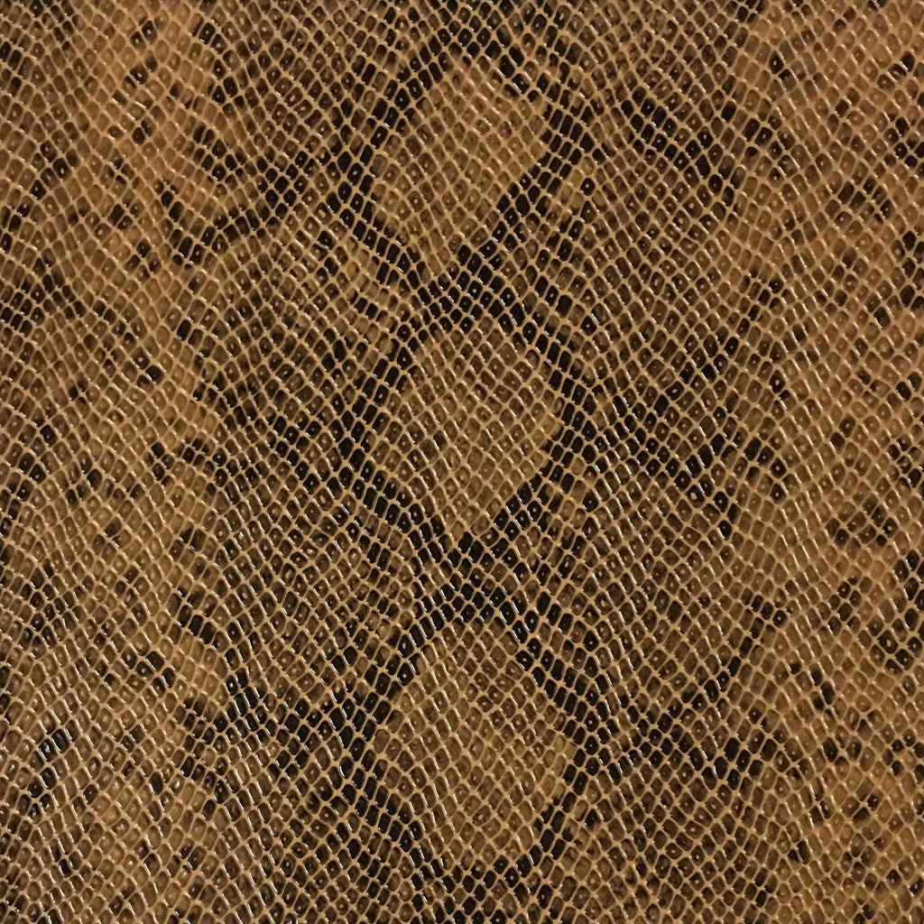 York - Snake Skin Pattern Embossed Vinyl Upholstery Fabric by the Yard - Available in 5 Colors - Caramel - Top Fabric - 5