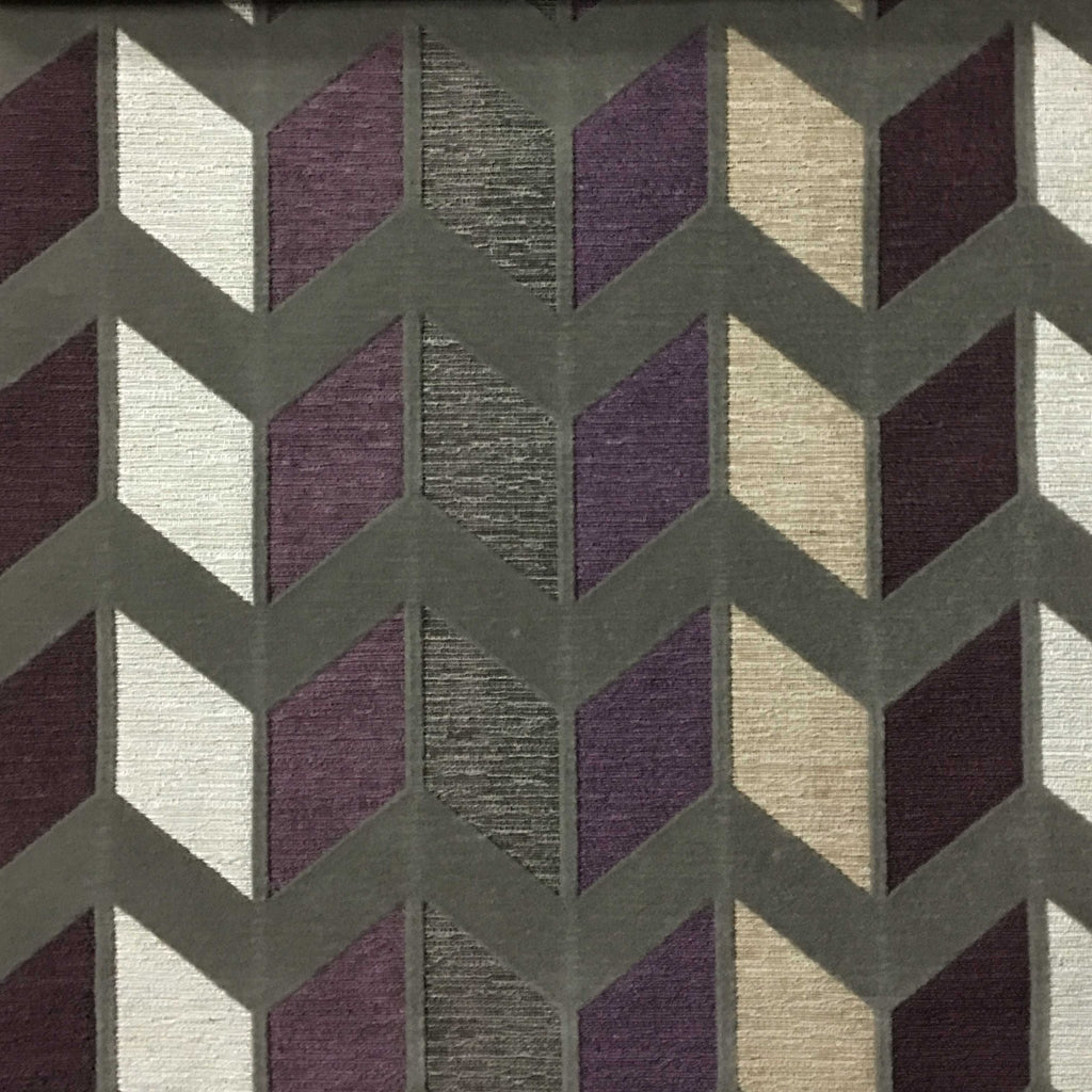 Ziba - Modern Texture Chevron Pattern Cotton Polyester Blend Upholstery Fabric by the Yard - Available in 8 Colors - Fig - Top Fabric - 7