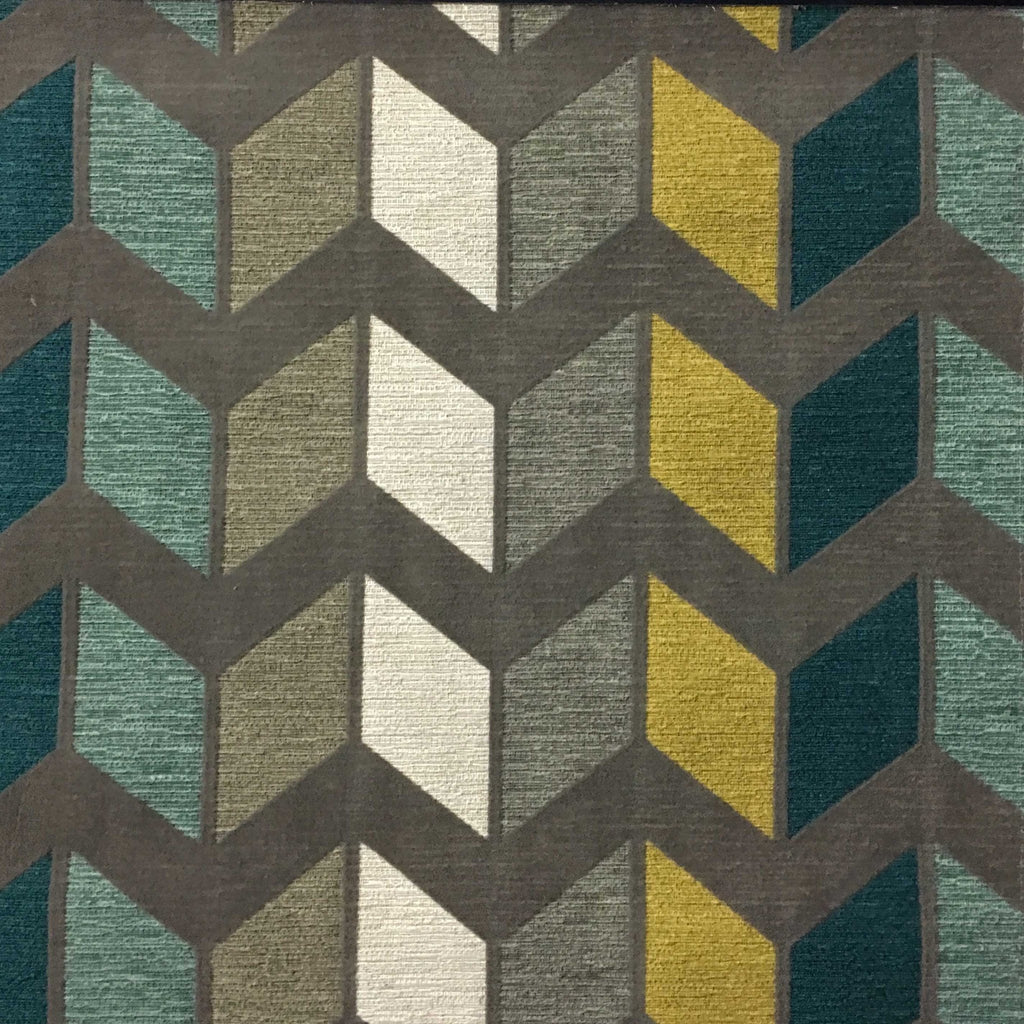 Ziba - Modern Texture Chevron Pattern Cotton Polyester Blend Upholstery Fabric by the Yard - Available in 8 Colors - Laguna - Top Fabric - 2
